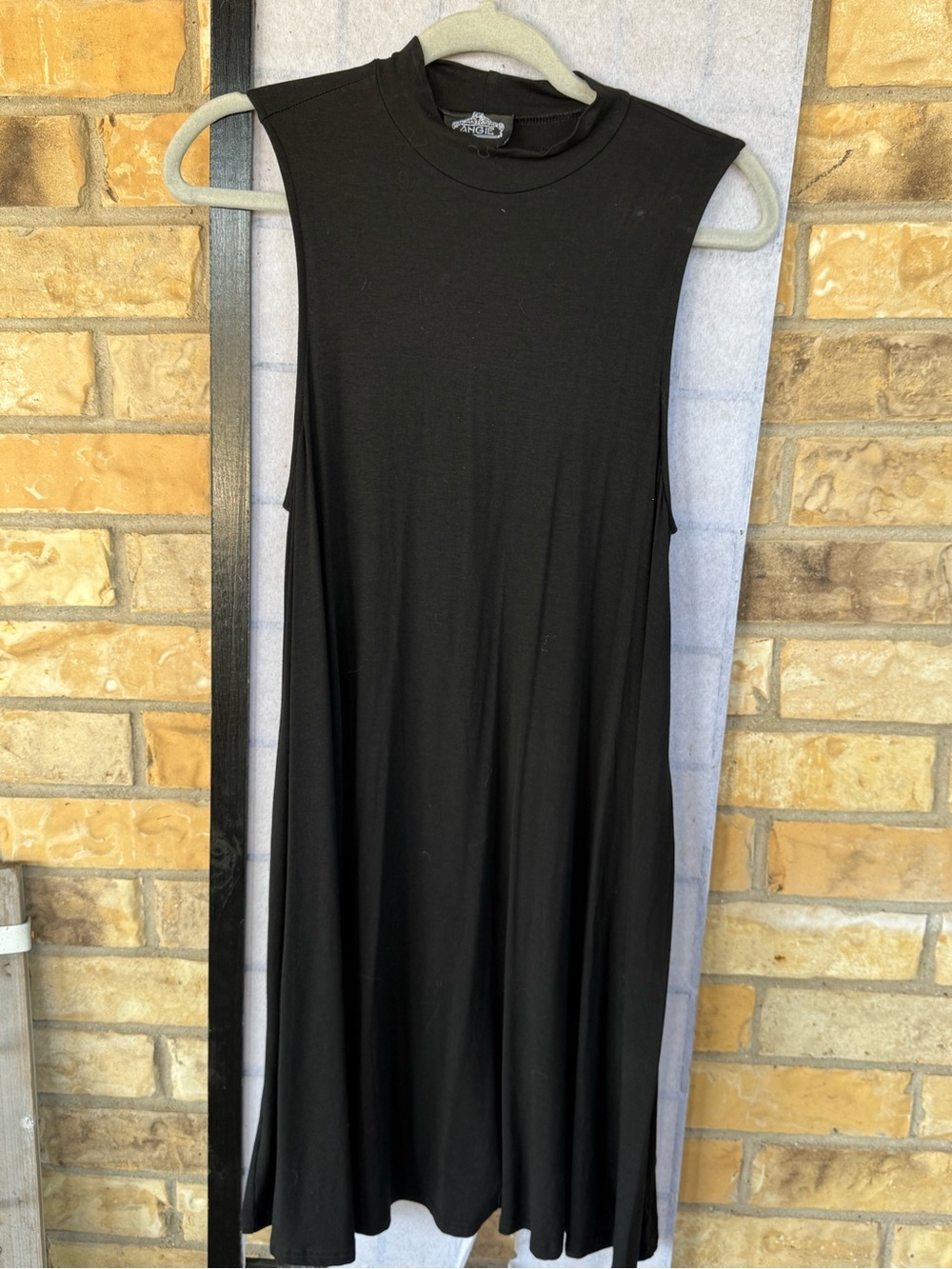Angie Sz L Black Knit Swing Dress with High Neck Contemporary Boho Trend Focus